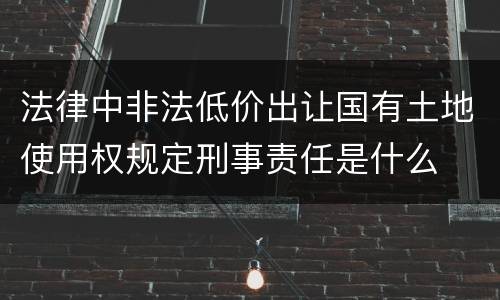 法律中非法低价出让国有土地使用权规定刑事责任是什么