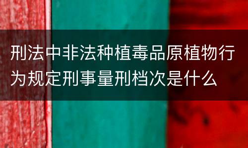 刑法中非法种植毒品原植物行为规定刑事量刑档次是什么