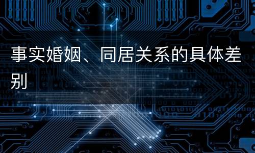 事实婚姻、同居关系的具体差别