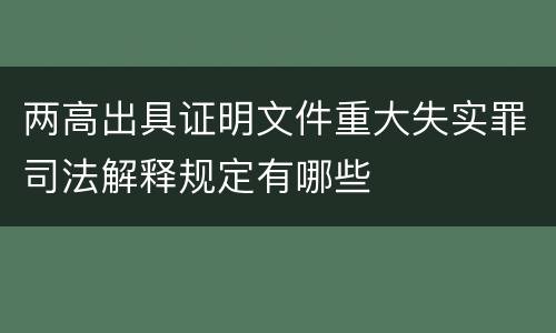 两高出具证明文件重大失实罪司法解释规定有哪些
