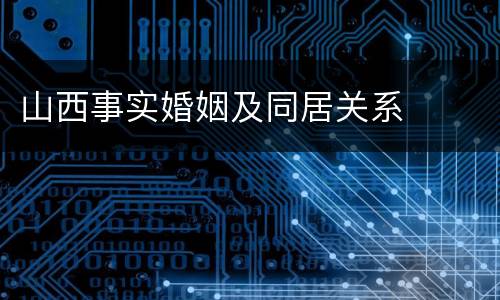 山西事实婚姻及同居关系