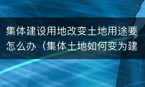集体建设用地改变土地用途要怎么办（集体土地如何变为建设用地）