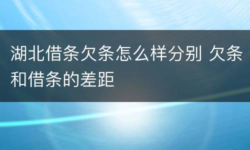 湖北借条欠条怎么样分别 欠条和借条的差距