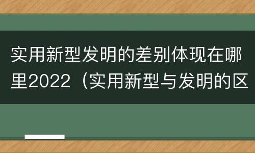 实用新型发明的差别体现在哪里2022（实用新型与发明的区别有哪些）