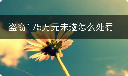  盗窃175万元未遂怎么处罚
