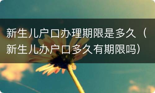 新生儿户口办理期限是多久（新生儿办户口多久有期限吗）