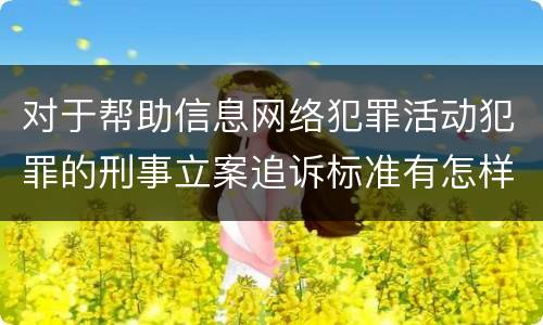 对于帮助信息网络犯罪活动犯罪的刑事立案追诉标准有怎样的规定