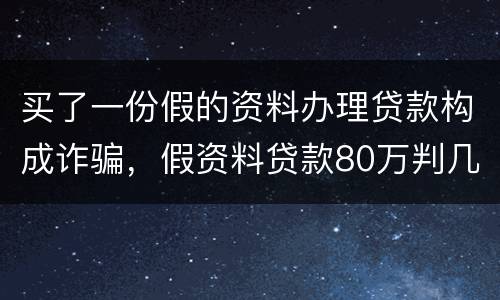 买了一份假的资料办理贷款构成诈骗，假资料贷款80万判几年