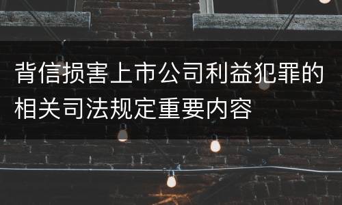 背信损害上市公司利益犯罪的相关司法规定重要内容