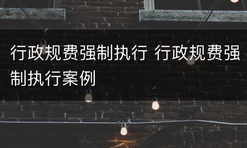 行政规费强制执行 行政规费强制执行案例