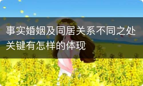 事实婚姻及同居关系不同之处关键有怎样的体现