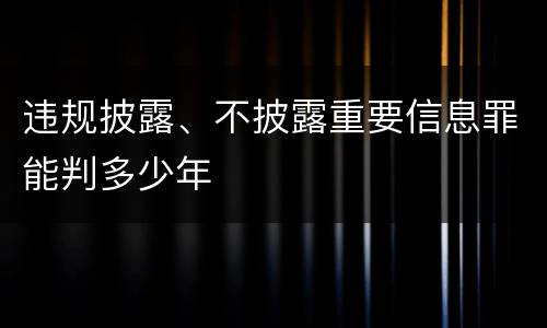 违规披露、不披露重要信息罪能判多少年