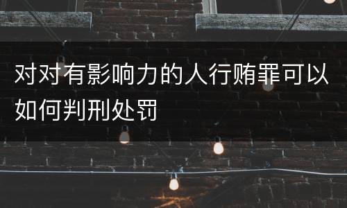 对对有影响力的人行贿罪可以如何判刑处罚