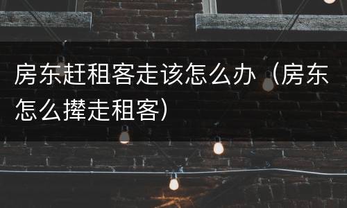 房东赶租客走该怎么办（房东怎么撵走租客）