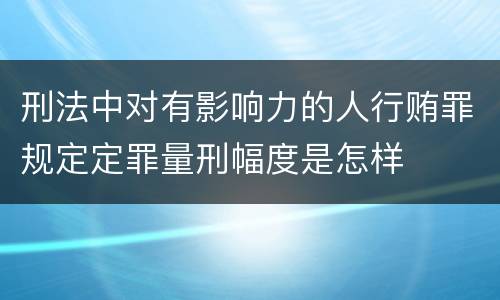 刑法中对有影响力的人行贿罪规定定罪量刑幅度是怎样