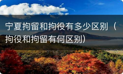 宁夏拘留和拘役有多少区别（拘役和拘留有何区别）