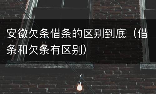 安徽欠条借条的区别到底（借条和欠条有区别）