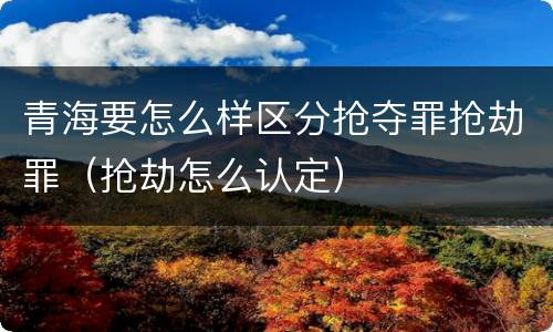 青海要怎么样区分抢夺罪抢劫罪（抢劫怎么认定）