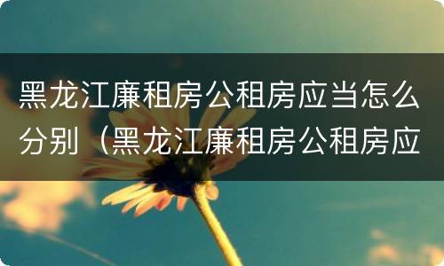 黑龙江廉租房公租房应当怎么分别（黑龙江廉租房公租房应当怎么分别购买）