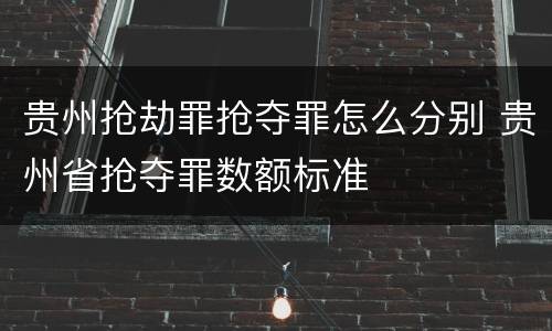 贵州抢劫罪抢夺罪怎么分别 贵州省抢夺罪数额标准