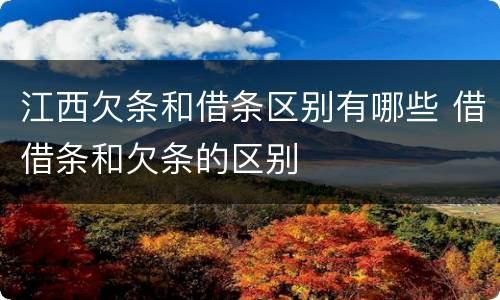 江西欠条和借条区别有哪些 借借条和欠条的区别