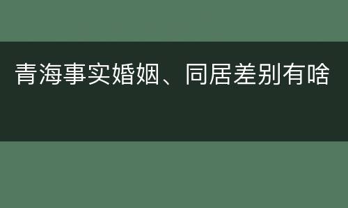 青海事实婚姻、同居差别有啥