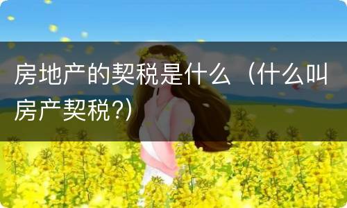 房地产的契税是什么（什么叫房产契税?）