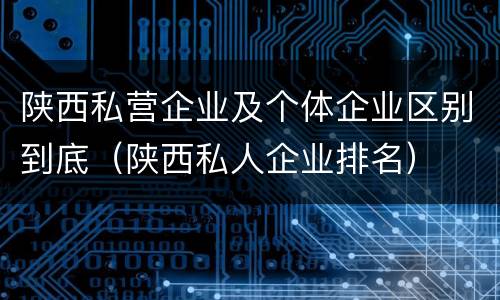陕西私营企业及个体企业区别到底（陕西私人企业排名）