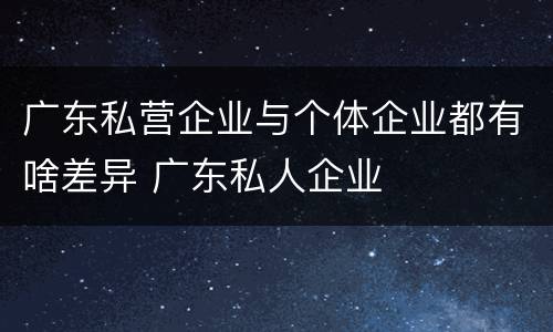 广东私营企业与个体企业都有啥差异 广东私人企业