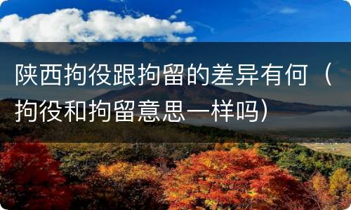 陕西拘役跟拘留的差异有何（拘役和拘留意思一样吗）