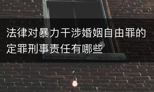 法律对暴力干涉婚姻自由罪的定罪刑事责任有哪些