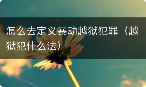 怎么去定义暴动越狱犯罪（越狱犯什么法）