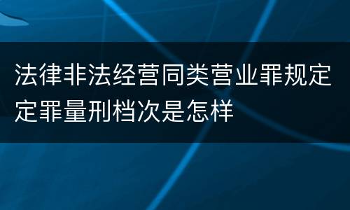法律非法经营同类营业罪规定定罪量刑档次是怎样