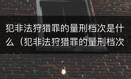 犯非法狩猎罪的量刑档次是什么（犯非法狩猎罪的量刑档次是什么）