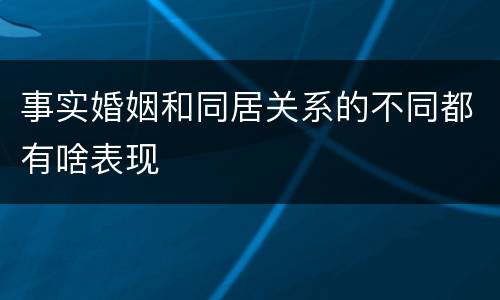 事实婚姻和同居关系的不同都有啥表现