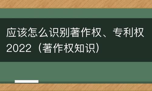 应该怎么识别著作权、专利权2022（著作权知识）