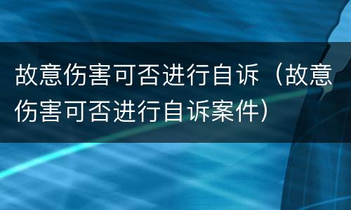 故意伤害可否进行自诉（故意伤害可否进行自诉案件）