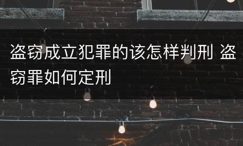 盗窃成立犯罪的该怎样判刑 盗窃罪如何定刑