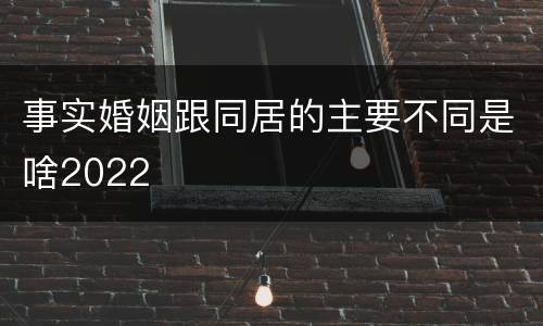 事实婚姻跟同居的主要不同是啥2022
