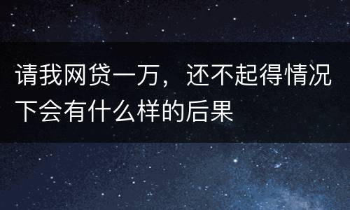 请我网贷一万，还不起得情况下会有什么样的后果