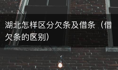 湖北怎样区分欠条及借条（借欠条的区别）