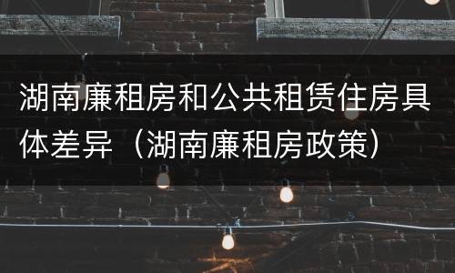 湖南廉租房和公共租赁住房具体差异（湖南廉租房政策）