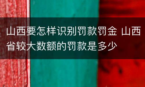 山西要怎样识别罚款罚金 山西省较大数额的罚款是多少