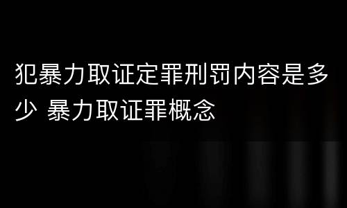 犯暴力取证定罪刑罚内容是多少 暴力取证罪概念