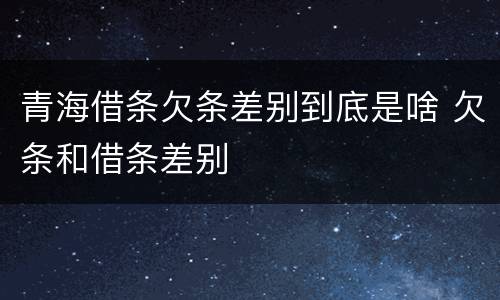 青海借条欠条差别到底是啥 欠条和借条差别