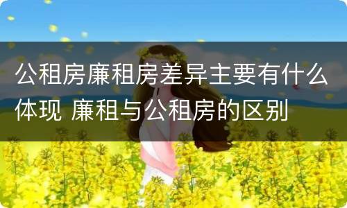 公租房廉租房差异主要有什么体现 廉租与公租房的区别