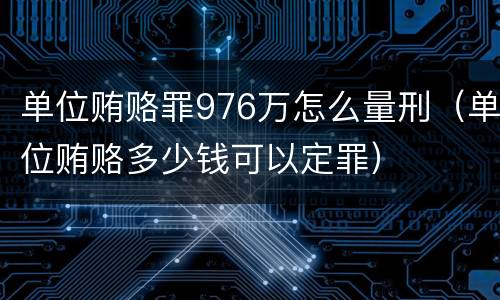 单位贿赂罪976万怎么量刑（单位贿赂多少钱可以定罪）