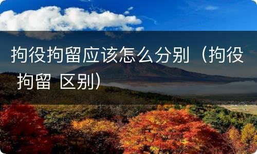 拘役拘留应该怎么分别（拘役 拘留 区别）