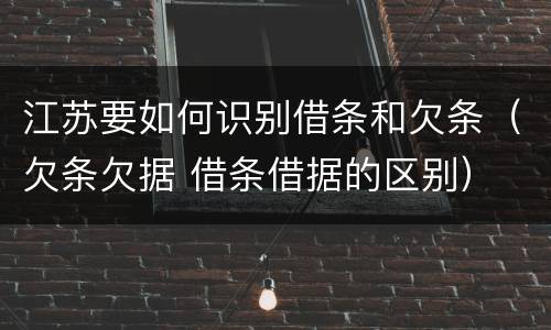 江苏要如何识别借条和欠条（欠条欠据 借条借据的区别）