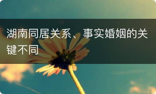 湖南同居关系、事实婚姻的关键不同